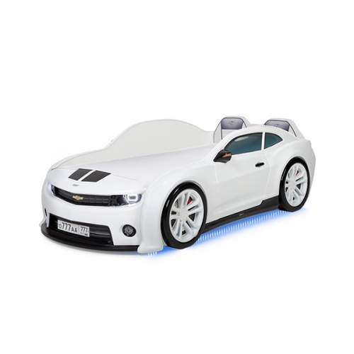 Futuka Kids кровать-машинка объемная 3d Evo Camaro белый матовый