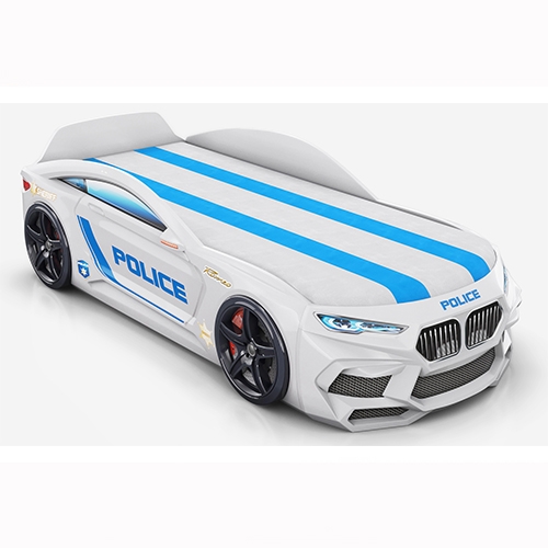 Romack кровать-машина Romeo-М цвет полиция белая с подсветкой фар