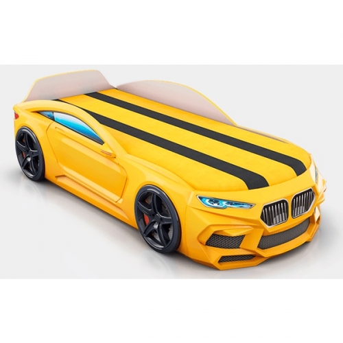 Romack кровать-машина Romeo-М с подсветкой фар, цвет желтый