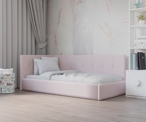 Фабрика Мирлачева кровать Valeria-90 с подъемным механизмом, антивандальный велюр Teddy