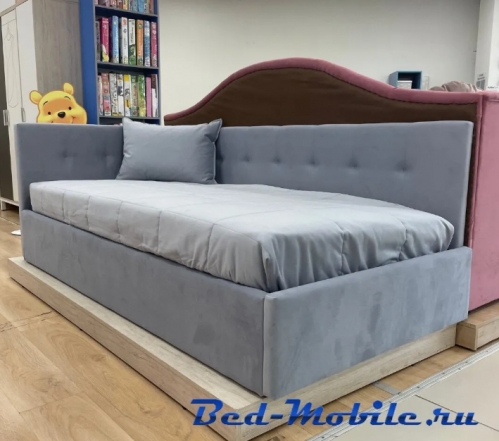 SALE! KLюKVA/ Фабрика Мирлачева Кровать Валерия SLIM, угол правый (серая VELUTTO 49)