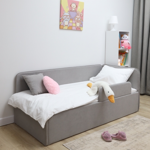 Romack детская кровать Alisa с защитным бортиком (серый пух) ,200/90