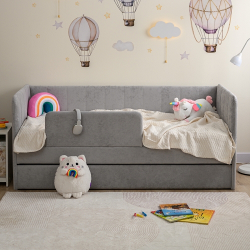 Romack детская кровать Полли с защитным бортиком (серый) ,160/80