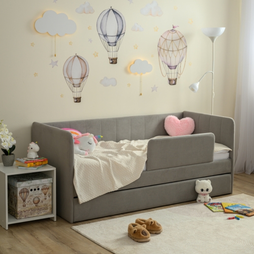 Romack детская кровать Полли с защитным бортиком (серый пух) ,160/80