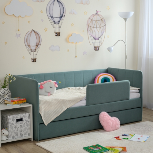 Romack детская кровать Полли с защитным бортиком (мята) ,160/80