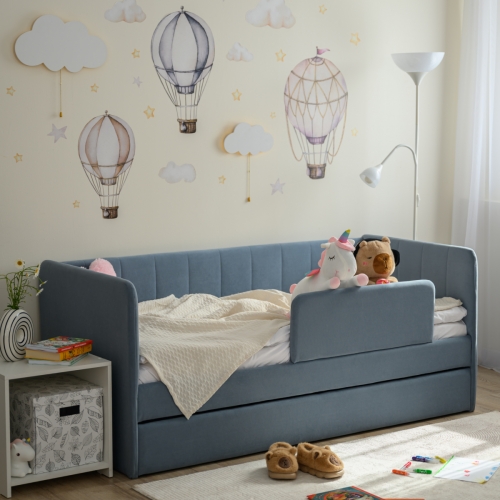 Romack детская кровать Полли с защитным бортиком (голубой) ,180/80