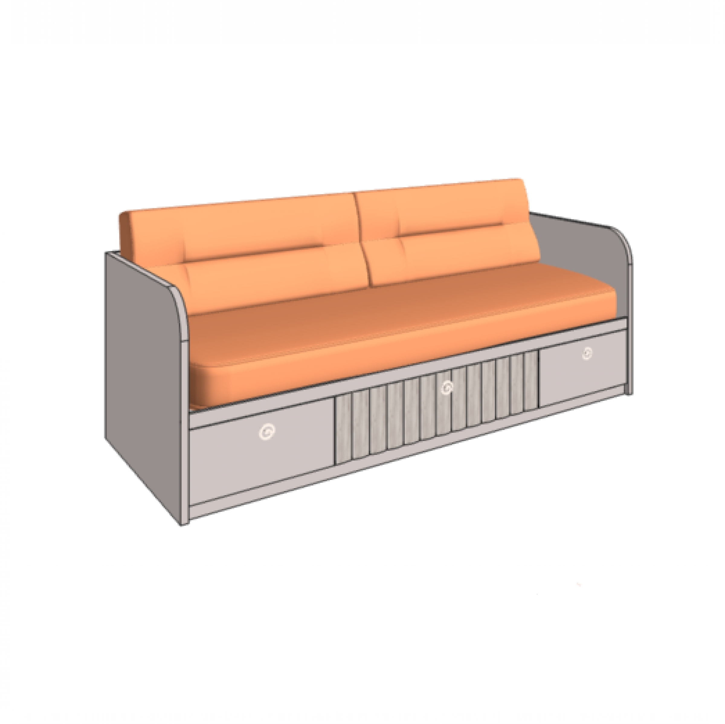 Klюkva кровать - диван VELVET с 3-мя ящиками, 2 технические боковины. арт: VD1Q