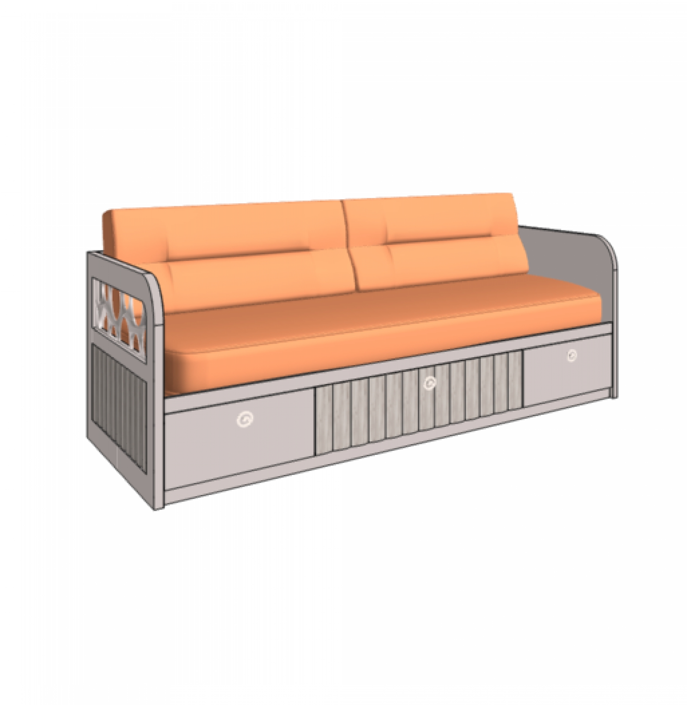 Klюkva кровать - диван VELVET с 3-мя ящиками, 1 техническая боковина. арт: VD2 L/RQ