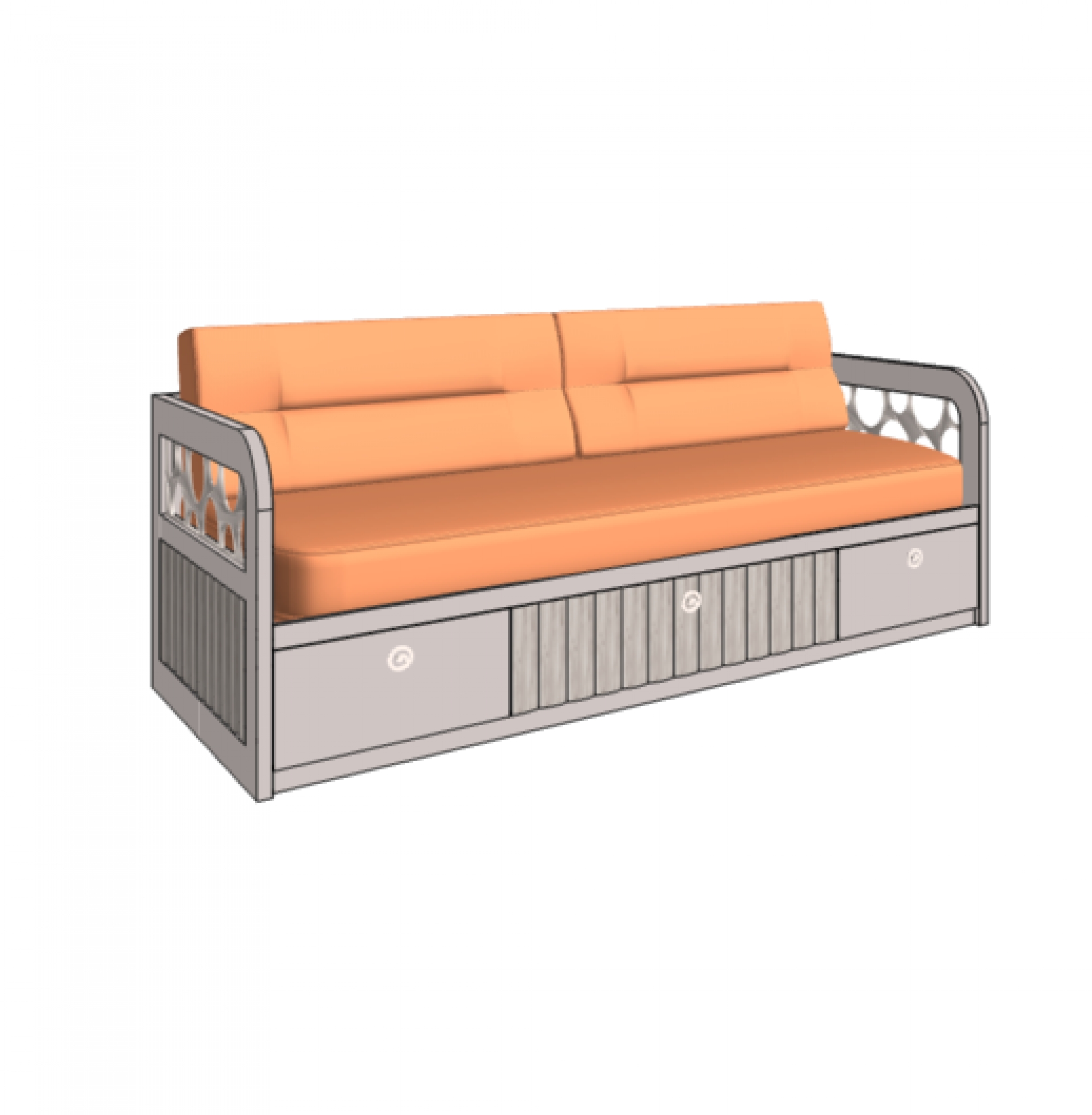 Klюkva кровать - диван VELVET с 3-мя ящиками, 2 декорированные боковины. арт: VD3Q