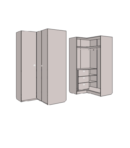 Шкаф-гардероб угловой с 3-мя внутренними ящиками. Артикул: VSU_11L/R
