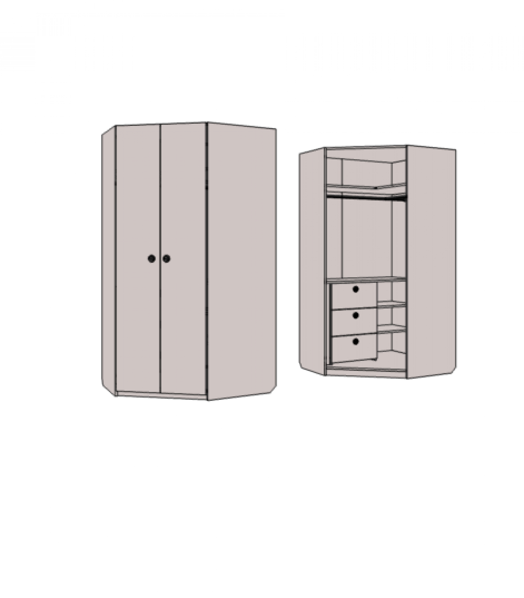 Шкаф-трапеция угловой с 3-мя внутренними ящиками. Артикул: VSU_31L/R